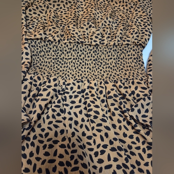 She + Sky Tan Fit and Flare Dress with Crew Neck and Bishop Sleeves - Picture 4 of 11